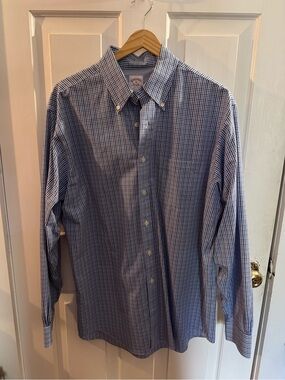 Brooks Brothers Blue Check Button-Down Men's Shirt